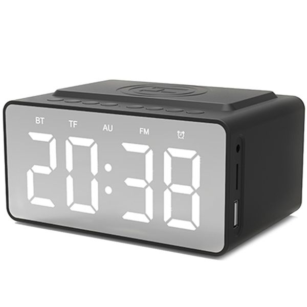 

design digital led alarm clock with wireless charger household bluetooth speaker clock deskmirror led