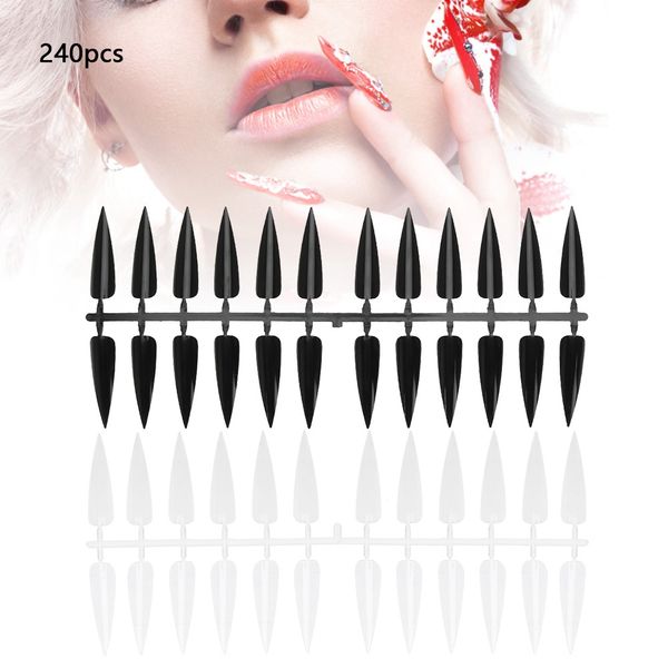 

240pcs foldable flat-back pointed nail tips manicure color display practice tools, Red;gold