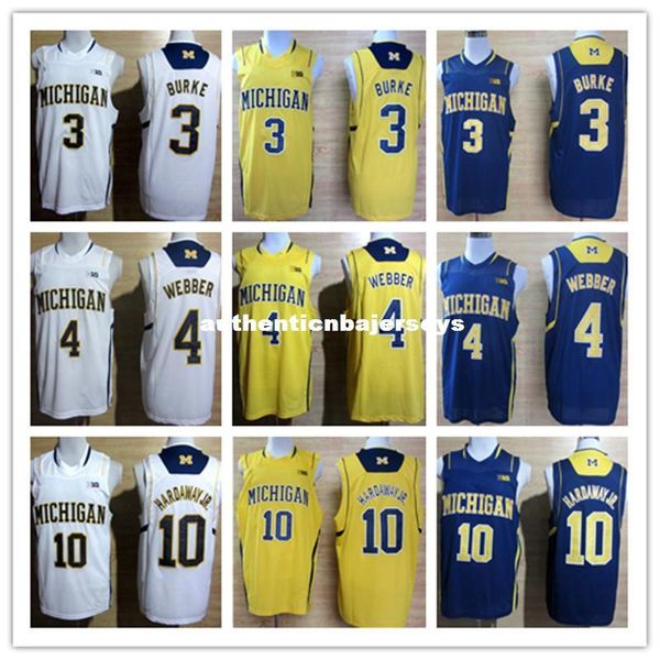 

#4 chris webber #1 glenn robinson iii #10 tim hardaway jr #3 trey burke michigan wolverines college basketball jersey xs-xxl vest jerseys nc, Black;blue