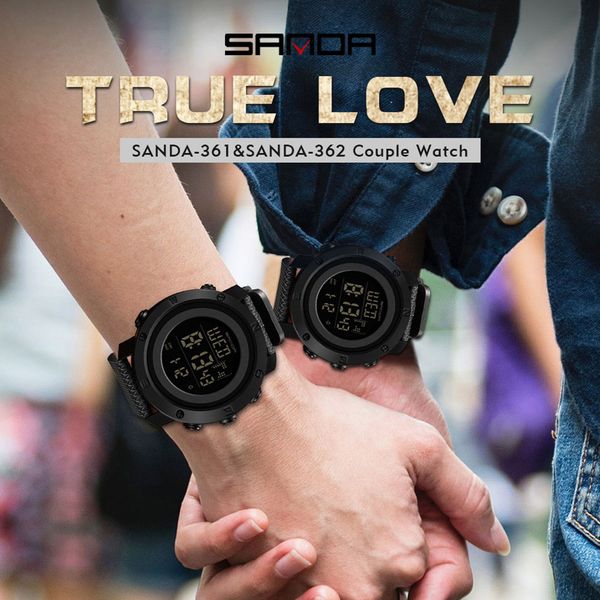 

fashion trend waterproof couple watches new casual led digital outdoor sports watch couple multifunction youth wrist watches b1, Slivery;brown