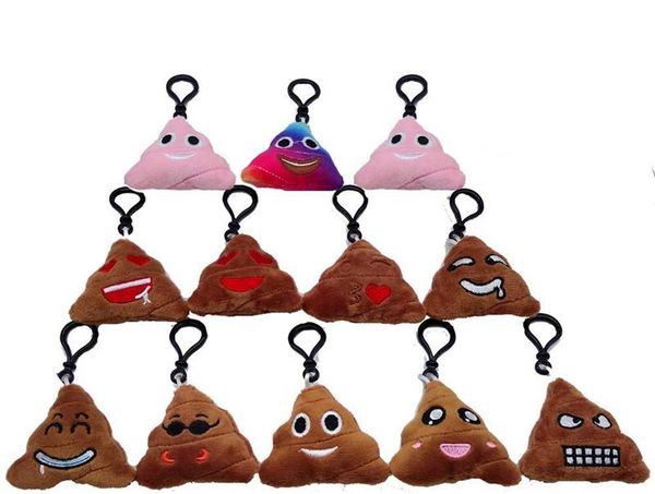 30 pz / lotto Emoticon Portachiavi Morbido Peluche Cacca Faccia Portachiavi Emoticon Portachiavi Borsa Ciondolo Fascino Portachiavi Gioielli con 325C