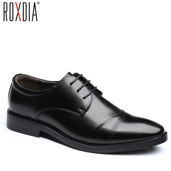 

roxdia brand men dress flats pu leather pointed toe formal business shoes men's oxford wedding flats plus size 39-48 rxm118 y200420, Black