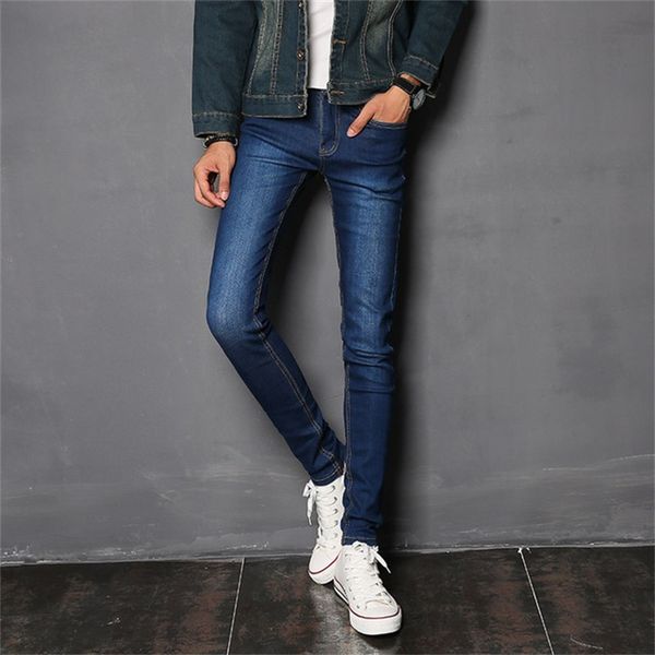 

men's jeans spring / summer 2021 mid-waist elastic slim youth small, Blue