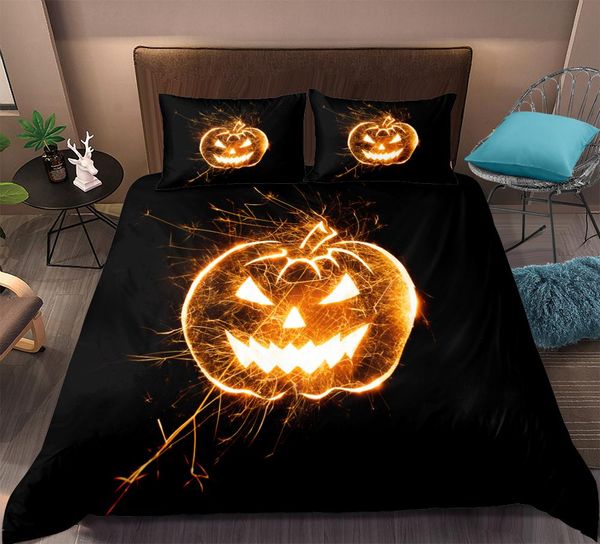 

halloween bedding set 3d pumpkin lantern duvet cover set black quilt cover fashion bedclothes with pillowcase home textiles