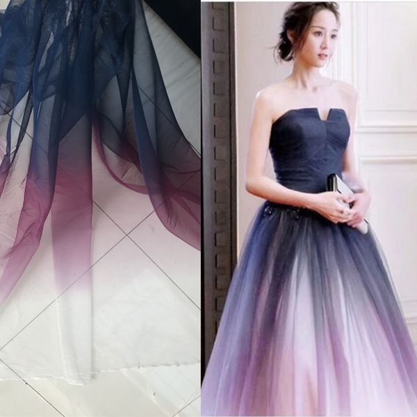 

fabric mesh lace 1m/lot soft gradient color dress wedding veil diy transparent h015, Black;white