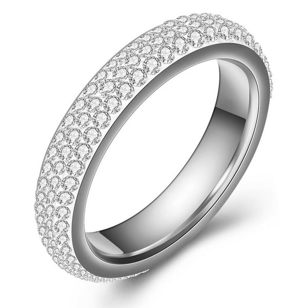 

personality women cluster rings stainless steel rings jewelry brief fashion women full micro pave zircon circle rings, Golden;silver