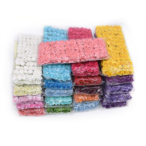 

144pcs mini paper rose flowers artificial flower bouquet for wedding decoration diy scrapbooking craft wreath gift fake flower