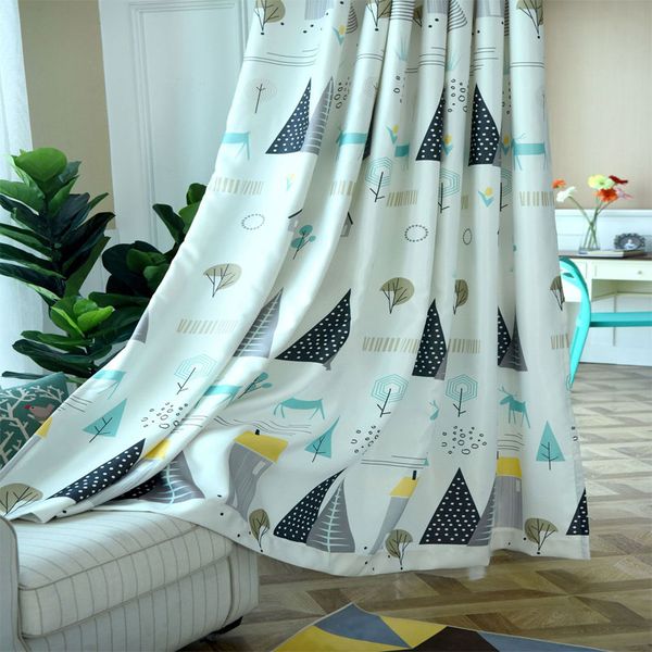 2019 Children Star Curtain Boy Room Cartoon Small House Print