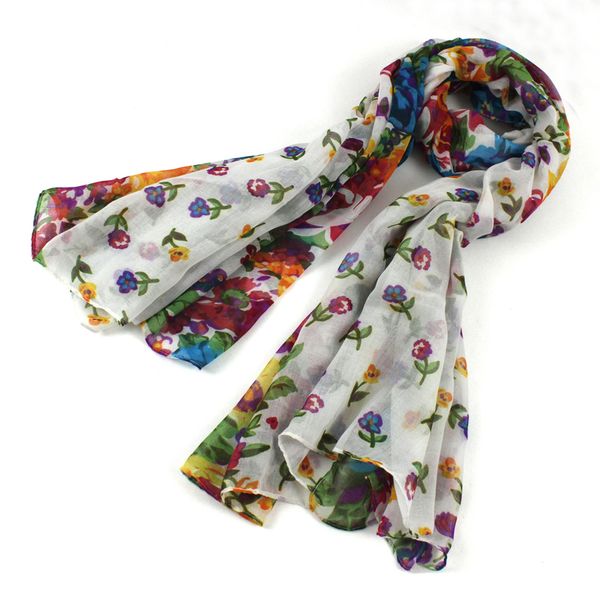 

lnrrabc 160*50cm korean style warm flower pattern chiffon scarves paris yarn silk scarf women bufandas mujer foulard femme