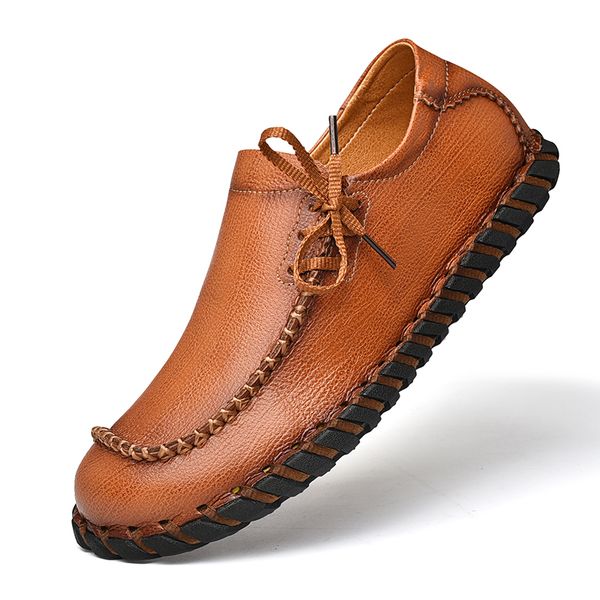 

driving loafers comfortable male shoes slip on men casual natural leather loafers 4#20/10d50, Black