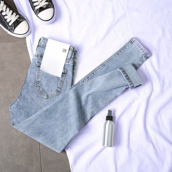 

women's jeans elastic strech for women high waist full length skinny pencil black blue denim pants slim streetwear female trousers