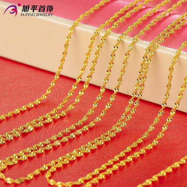 

xuping jewelry popular imitation goldplated necklace women popular water wave chain bone chain wholesale necklace, Golden;silver