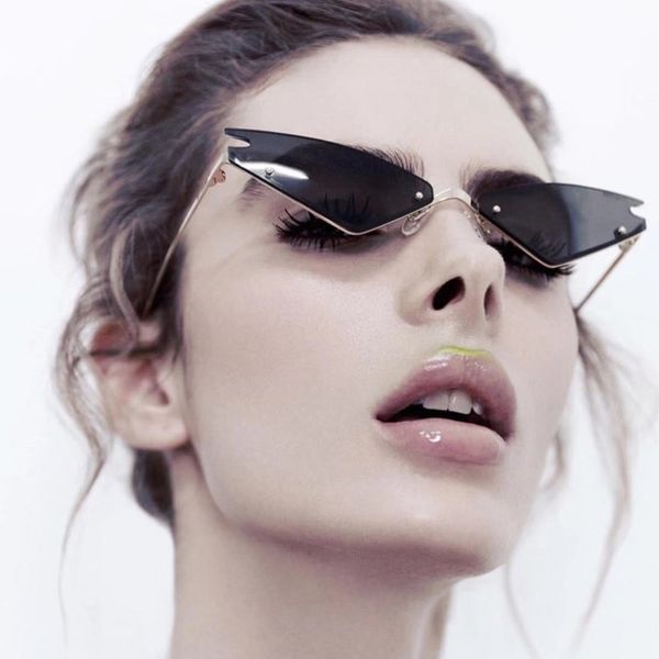 

fashion cat eye sunglasses women metal half triangle frame explosions wild colorful sun glasses street 7 colors wholesale, White;black