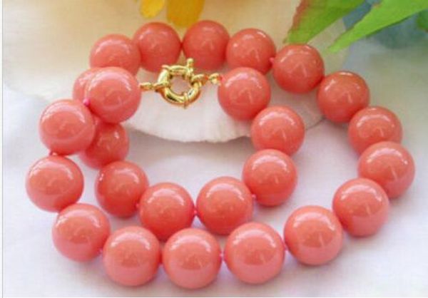 

new genuine 8mm south sea coral round beads necklace 18inch, Silver