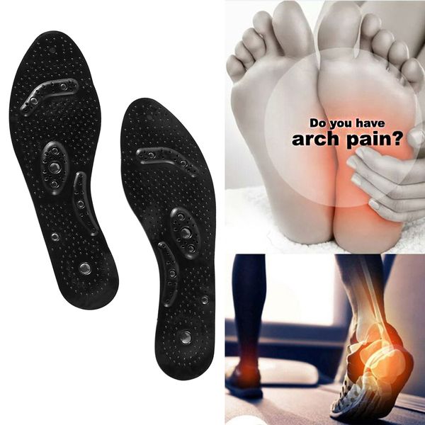 

1pair can cut magnet insoles breathable running silicone massage insoles magnetic therapy shoes inserts pad, Black