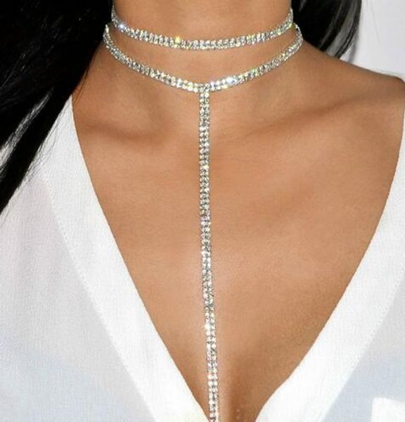 

stonefans 1 слой сексуальные колье кисточкой простой кристалл rhinestone колье колье для женщин заявление роскошные ожерелья ювелирные издел, Silver