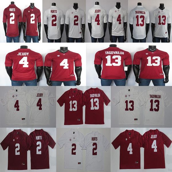 

2019 alabama crimson tide jerseys tagovailoa 4 jeudy 2 hurts ncaa college red football jersey stitched 150th red white, Black
