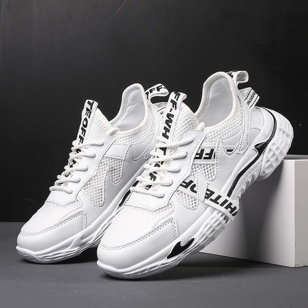 

hemmyi men shoes summer mesh surface comfortable breathable hollow thick bottom outdoor casual shoes support dropshipping, Black
