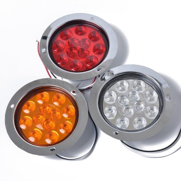 

24v waterproof 12 led taillights red amber rear tail light for trailer truck boat car styling warning turn signal lights