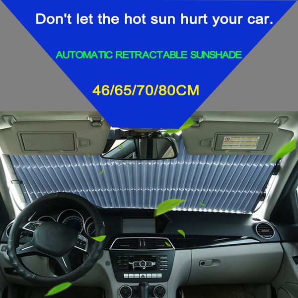 

46/65/70 x 155cm car retractable windshield sun shade block sunshade cover front/rear window foil curtain for solar uv proect