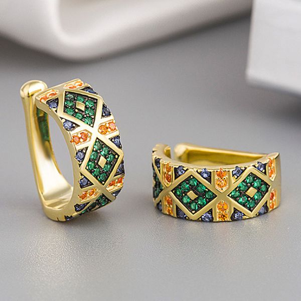 

zlxgirl jewelry silver wedding earrings jewelry women's couple ears brincos colorful mirco pave zircon earings, Golden;silver