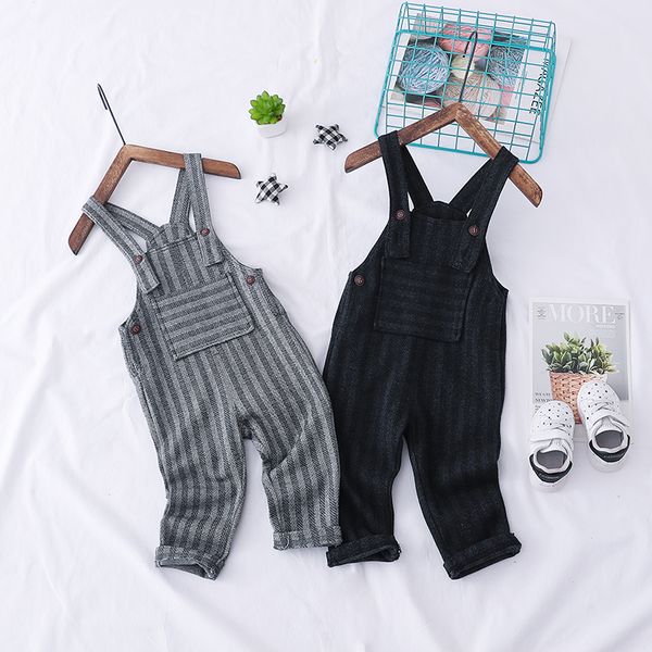 

spring autumn children's clothes girls cotton casual plaid and striped baby boys overalls for toddler kids sleeveless overalls, Blue
