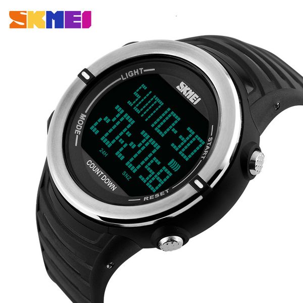 

new skmei outdoor sport watch men fashion multifunction military watches 50m waterproof digital watch relogio masculino, Slivery;brown