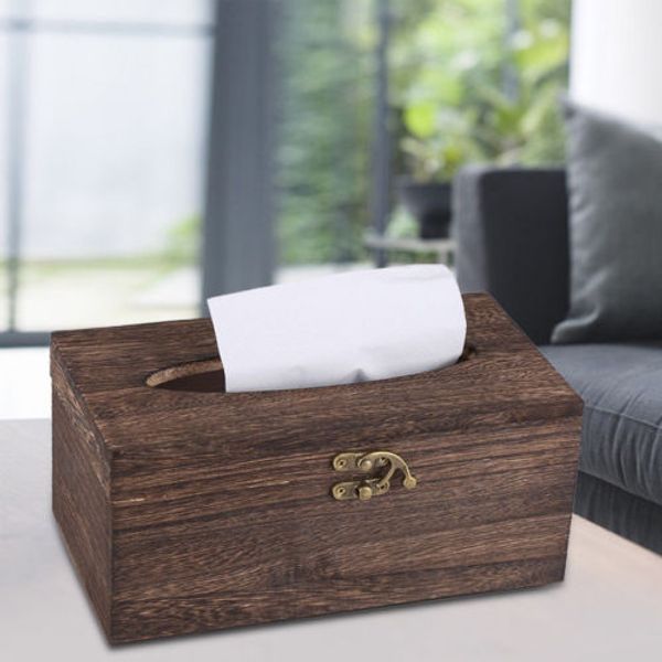 

retro solid wood tissue box paper napkin cover holder case home room l decor