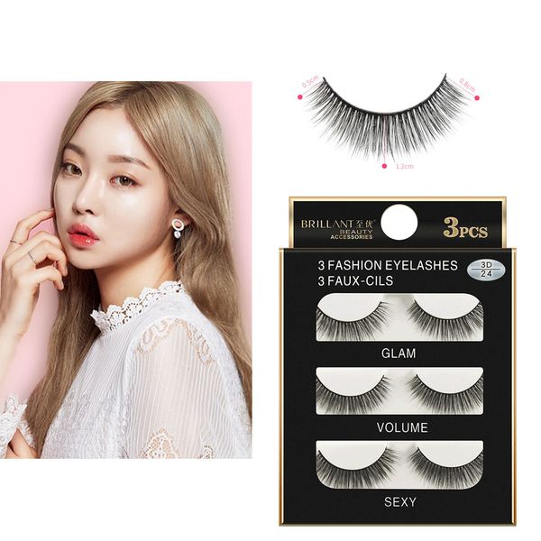 

3 pairs lashes 3d false eyelashes crisscross thick natural fake eye lashes professional makeup long false eye