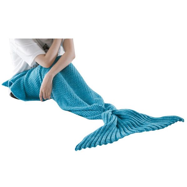 

180x80cm orlon cotton knitted mermaid tail fishtail shape blanket for picnic travel home airplane keep warm