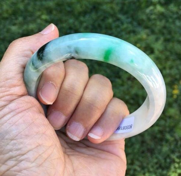 

certificado natural grado verde lavanda pulsera jade jadeÃ­ta 56-60mm, Black