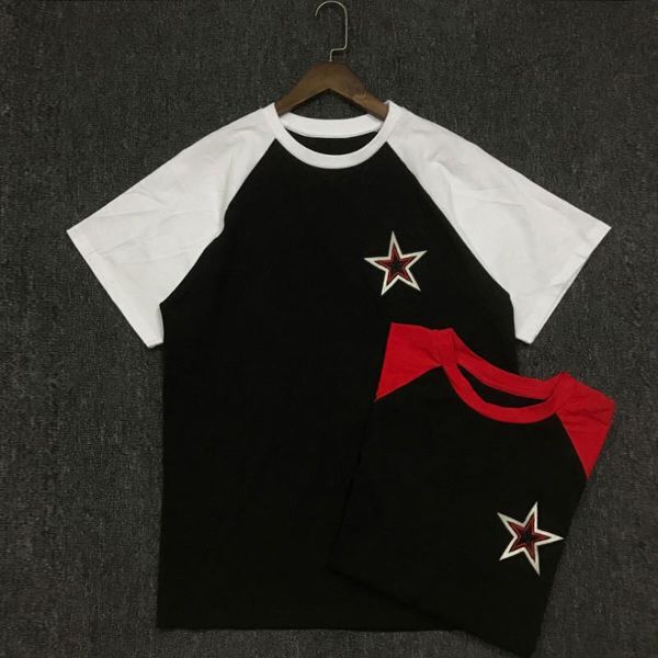 

летняя мода новых людей конструктора тенниски мужчины женщины с коротким рукавом акулы вышивки mens конструктора вскользь шею тис размер s-2, White;black