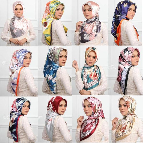 

90 * 90cm silk keenew printing scarf explosion malaysia muslim headscarf, Blue;gray