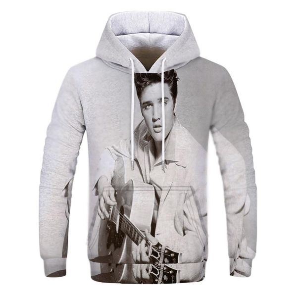 

autumn and winter 3d digital printing music character pattern printing casual men's hoodie, Black