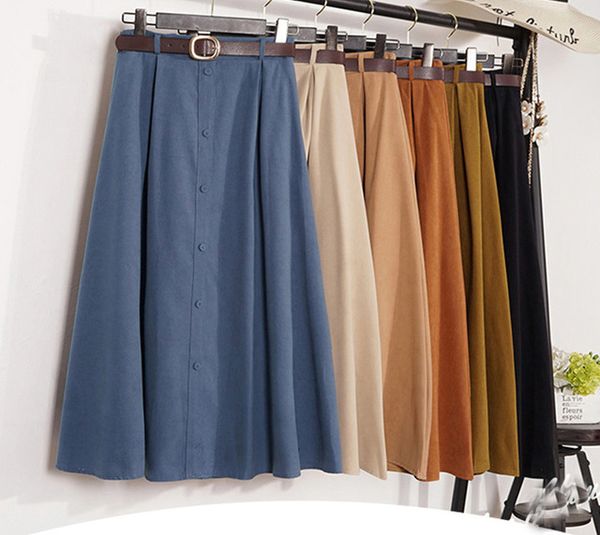 

autumn winter suede velvet skirt female long elegant korean high waist skirt women blue a-line, Black