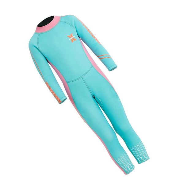 

kids girls 2.5mm wetsuit long sleeve one piece uv protection thermal swimsuit back zipper full suit keep warm - select sizes