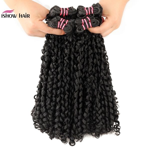 

ishow funmi hair 100a bunchy rose curl virgin human hair 3/4bundles natural color fashion curly brazilian peruvian malaysian indian hair, Black