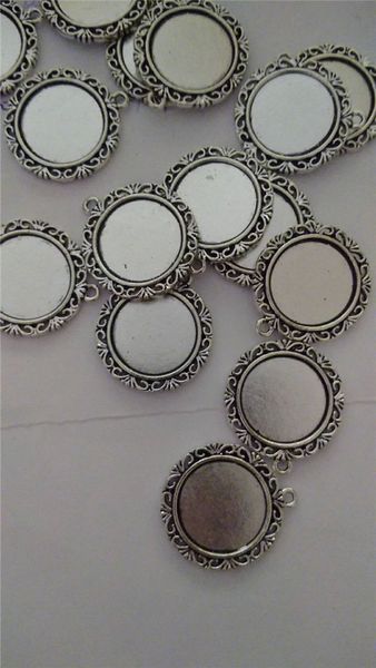 

18mm antique ilver color diy cabochon ba e etting two ide pendant alloy charm pendant jewelry gift r341