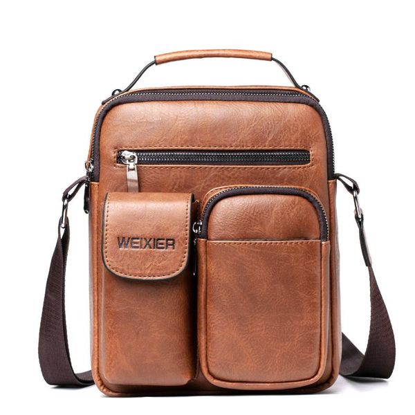 

men's messenger bag vintage pu leather business man shoulder bag office casual male crossbody handbags single flap purses