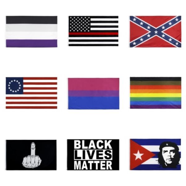

90*150cm thin blue line flag - usa police flags american national banner black white and blue line flag with grommets#956
