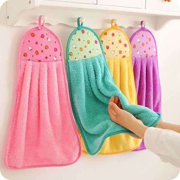 

1pcs coral velvet bathroom supplies soft hand towel absorbent cloth dishcloths hanging cloth kitchen accessories 30*40cm