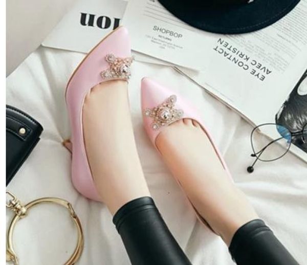 

2019 water drill women's shoes in spring and autumn with new style middle heel fine heel pointed end @25, Black