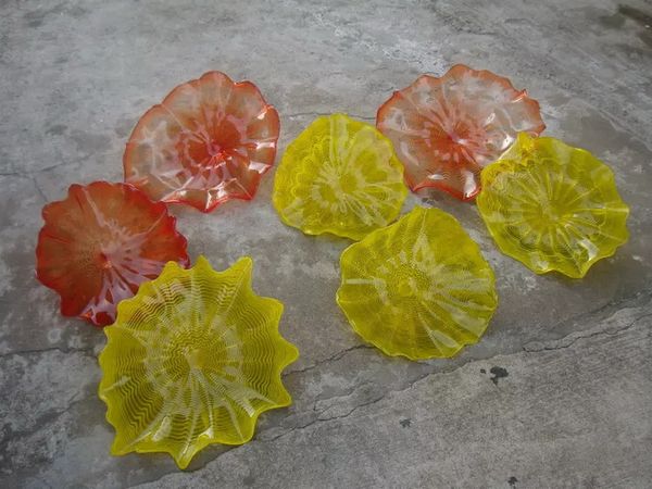 

hand made blown glass plates for wall decoration chihuly style murano glass hanging plates wall art customized color