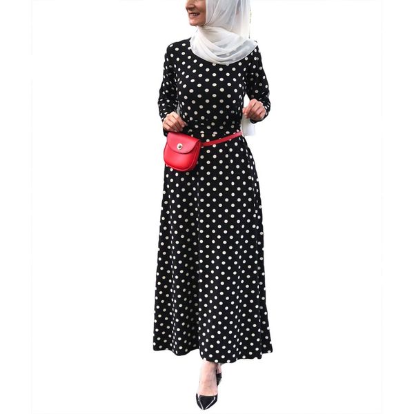 

elegant polka dot kaftan moroccan women muslim dress arabic dubai abaya robe muslim clothing islamic caftan vestidos, Red