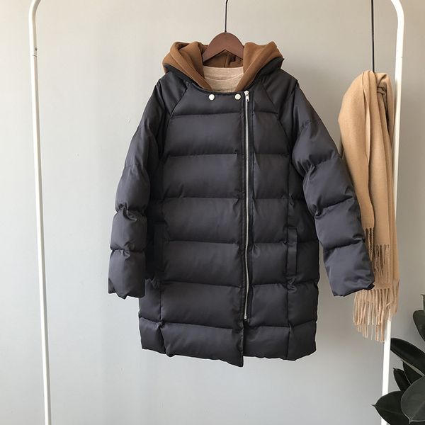 

2019 women winter long coat long sleeve hooded women loose thick warm coat casaco feminino oversized parkas, Black