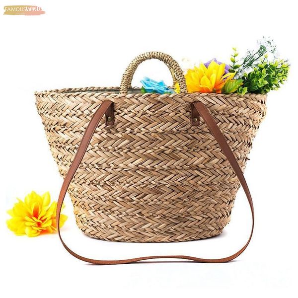

ljl new straw polyester bag fashion leisure straw bag quality craft paper holiday weaving handbag beach bag