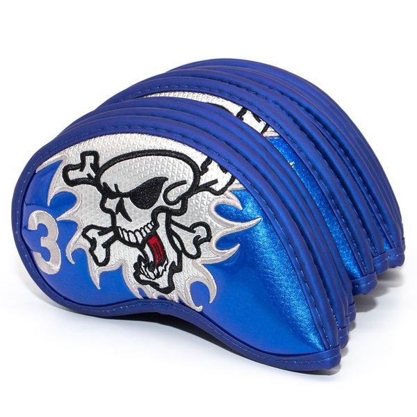 

golf club iron cover headcover skull with red stitch golf iron head covers golf club iron headovers wedges covers 9pcs/set