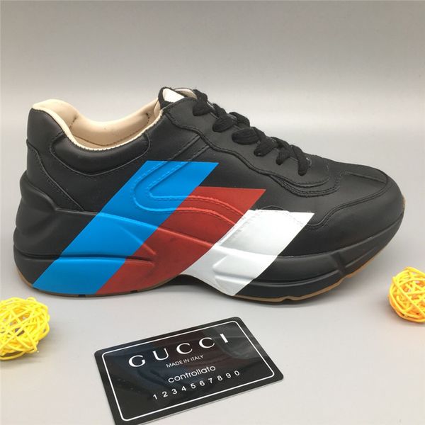 

Мужские Rhyton Web печати кожаные кроссовки Дизайнерские Кроссовки Роскошные Модные