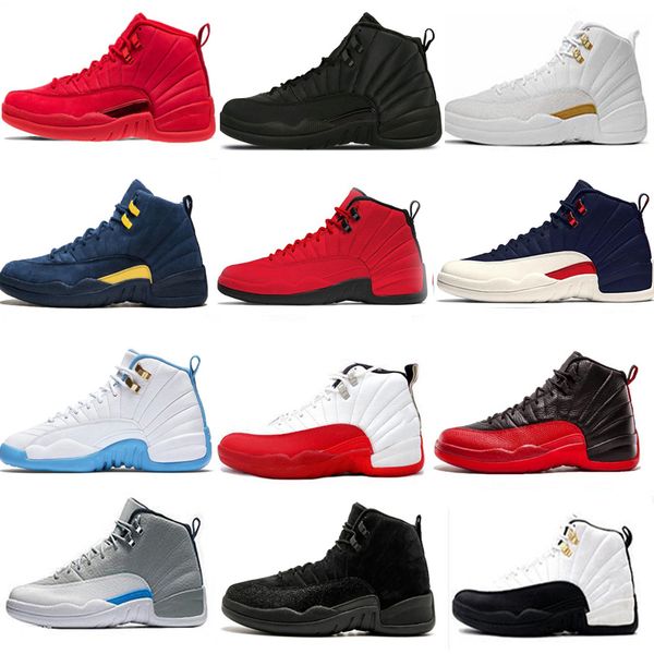

new 12 12s men basketball shoes winterized wntr gym red michigan bordeaux white black flu game taxi sports sneaker trainers size us 7-13