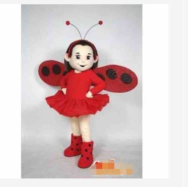 Costume personalizzato per mascotte alce principessa farfalla rossa, taglia per adulti